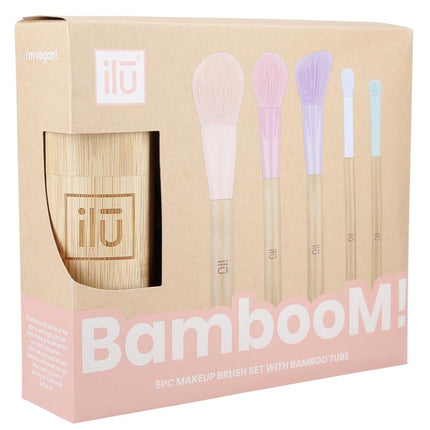 Bamboom Makeup Brush Set + Bamboo Houder - 5st.