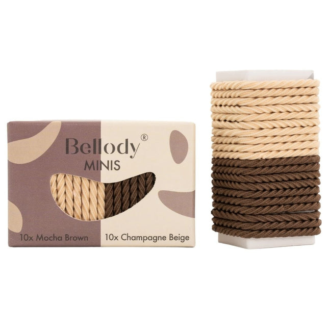 Bellody Haargummie Mini Elastiek - Bruin en Beige