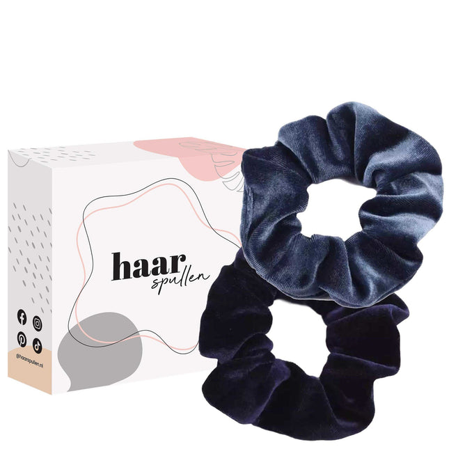 Haarspullen All About The Blues Scrunchie Duo Set - Dark Blue & Navy Blue