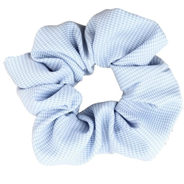 Haarspullen Scrunchie Geruit Lichtblauw/Wit