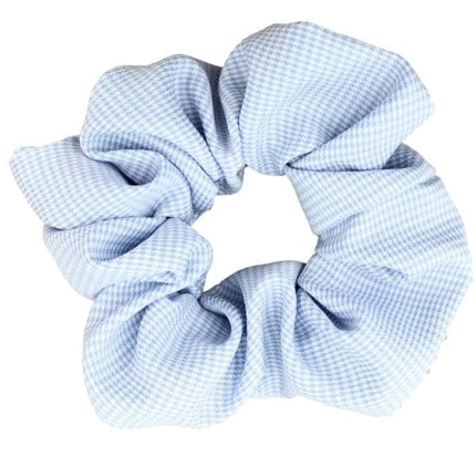 Haarspullen Scrunchie Geruit Lichtblauw/Wit