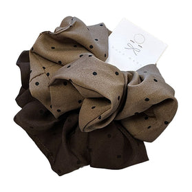 Haarspullen Scrunchie Polka Dot Set - Brown
