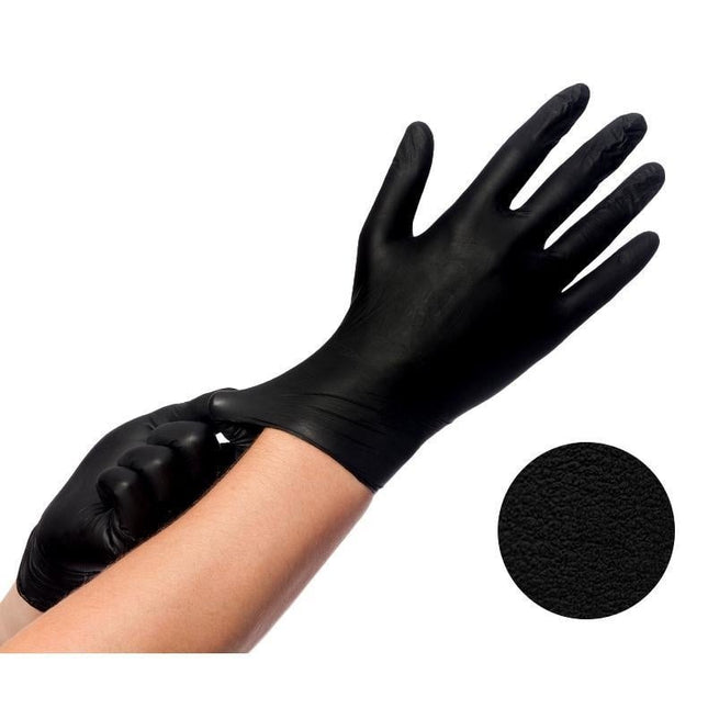 Haarspullen.nl Nitrile Handschoenen Zwart Poeder/Latex vrij - 100stuks