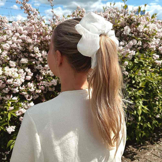 Haarspullen.nl Scrunchie groot formaat - wit