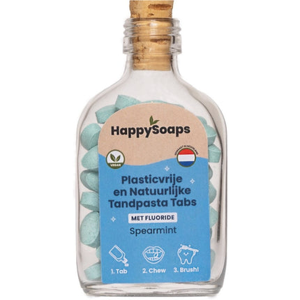 HappySoaps Natuurlijke Tandpasta Tabs Met Fluoride Spearmint - 62st