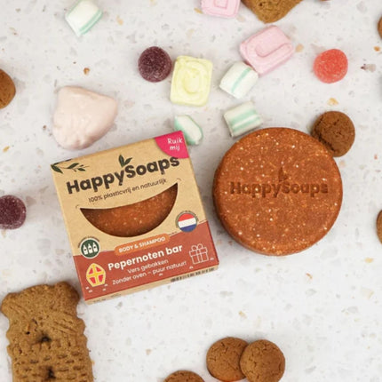 HappySoaps Shampoo & Body Wash Bar Pepernoten - 70gr