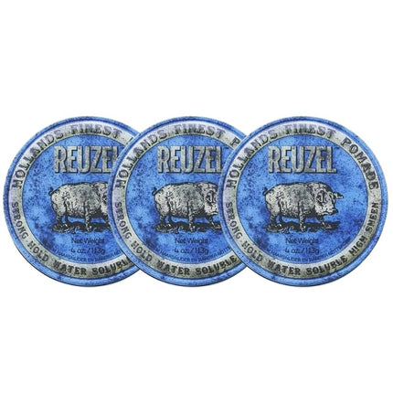 Reuzel Strong Hold Water Soluble Pomade (Blauw) 3-Pack - 3x113gr.