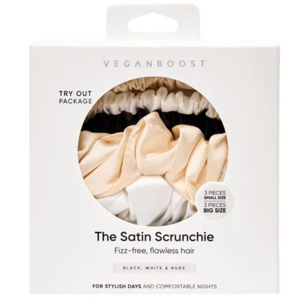 Veganboost Satin Scrunchies 3 small 3 big - 6pcs