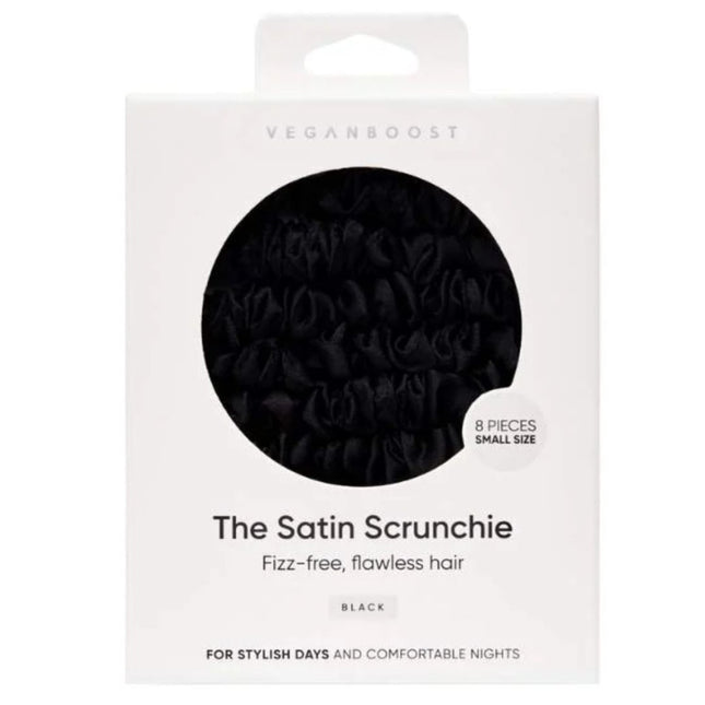 Veganboost Satin Scrunchies Black Small - 8pcs