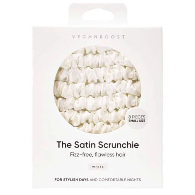 Veganboost Satin Scrunchies White Small  - 8pcs