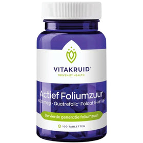 Vitakruid Actief Foliumzuur 400mcg Quatrefolic® Folaat 5-MTHF -90pcs
