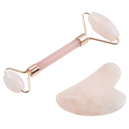 Zoe Ayla Gua Sha en Rose Kwarts Gezichtsroller Set