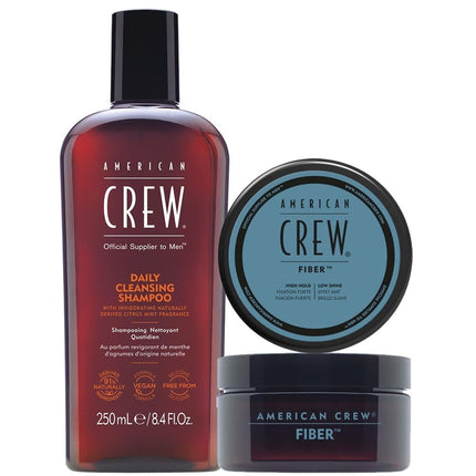 American Crew Daily Cleansing Shampoo & Fiber Set - 250+85ml