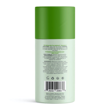 Attitude Avocado Oil  Baking Soda Free Deodorant - 85g