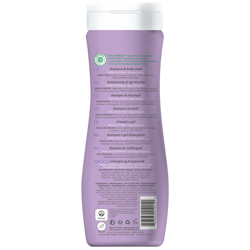 Attitude Little Leaves Kids Shampoo & Body Wash Vanilla & Pear - 473ml