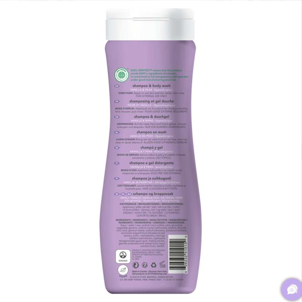 Attitude Little Leaves Kids Shampoo & Body Wash Vanilla & Pear - 473ml