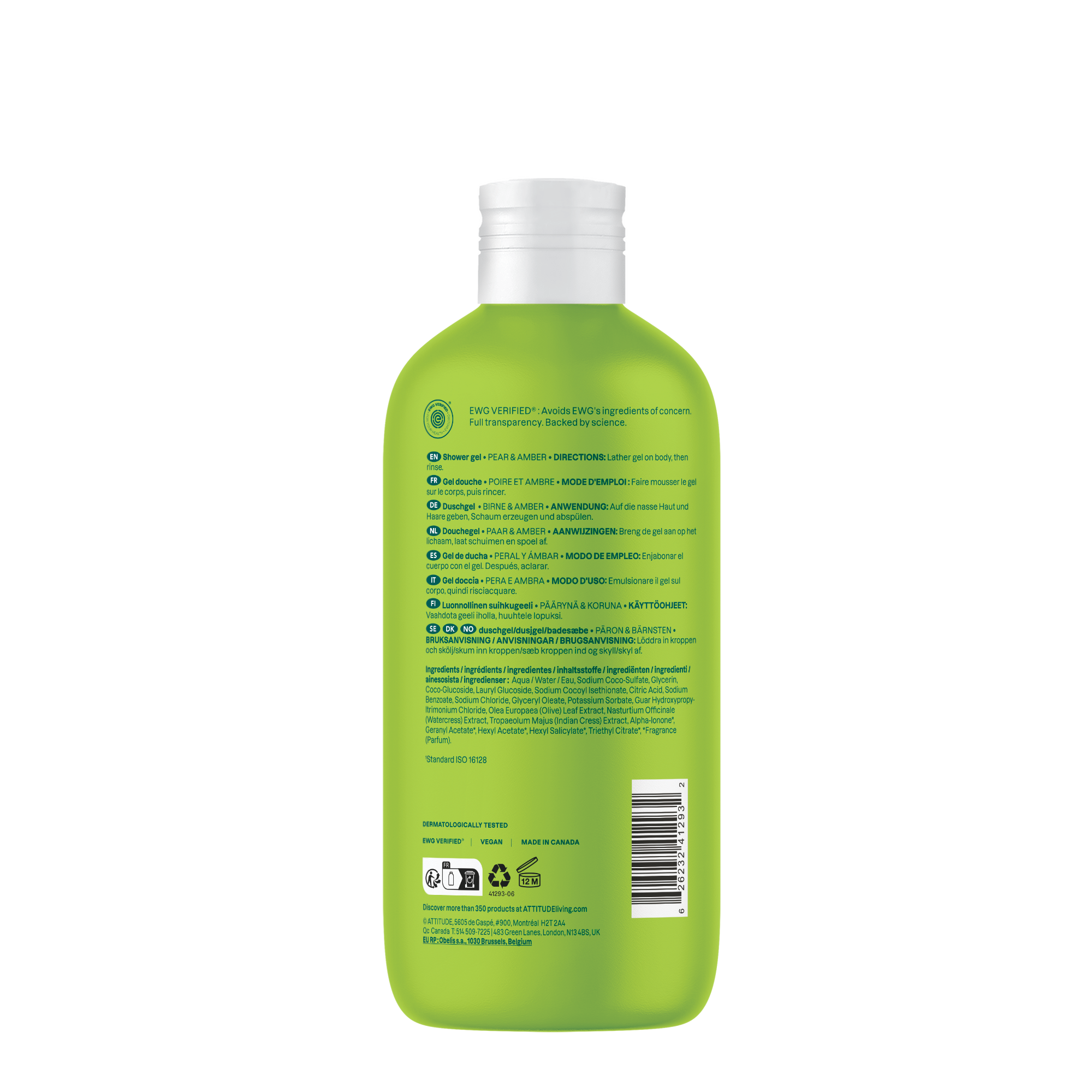 Attitude Super Leaves Shower Gel Soothing Pear & Amber - 473ml