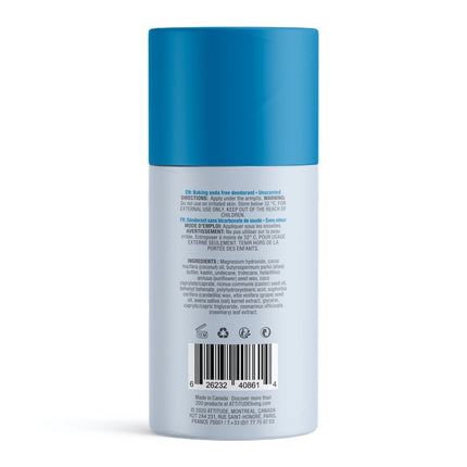 Attitude Unscented Baking Soda Free Deodorant - 85gr
