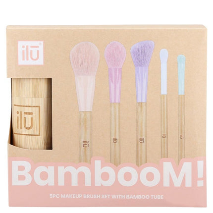 Bamboom Makeup Brush Set + Bamboo Houder - 5st.