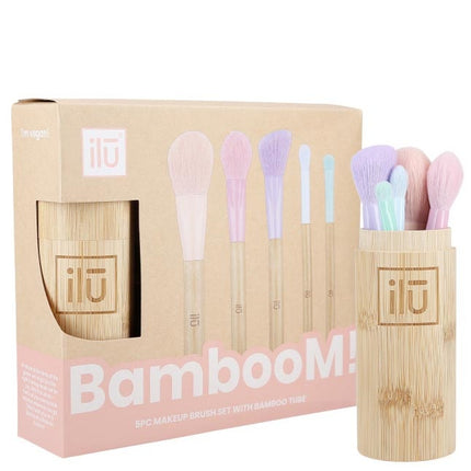 Bamboom Makeup Brush Set + Bamboo Houder - 5st.