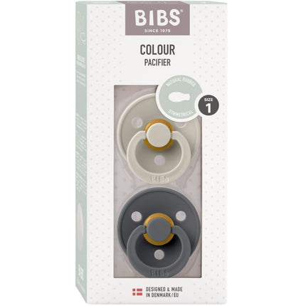 BIBS Colour 2 Pack Spenen Symmetrical - Sand/Iron Maat 1