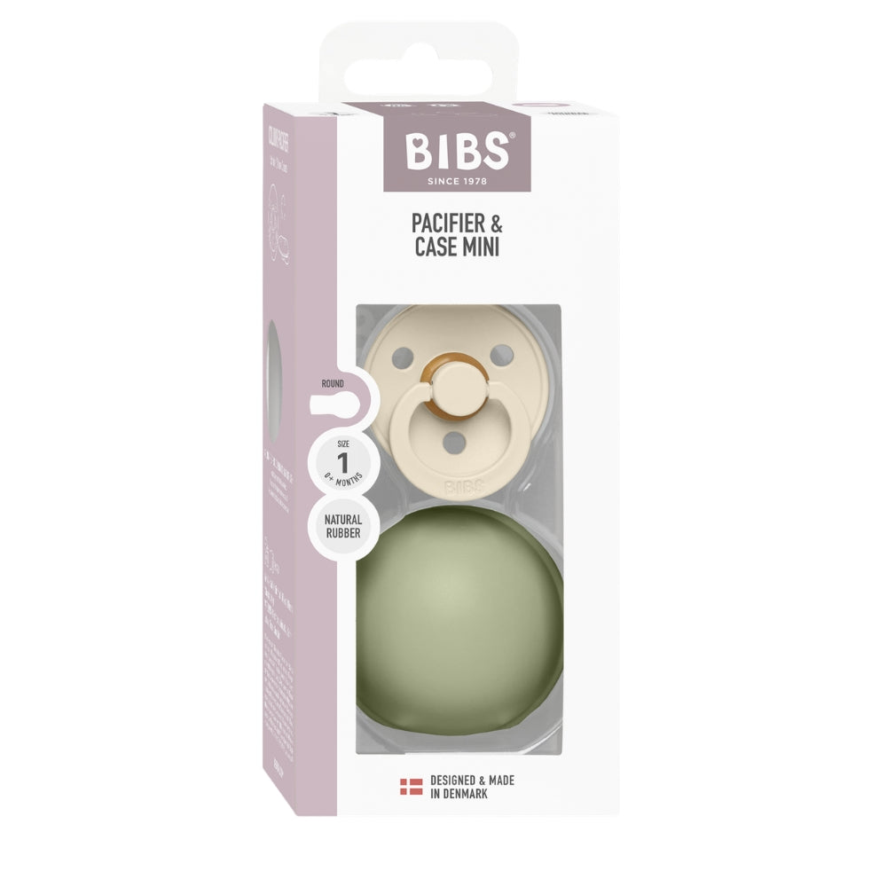 BIBS Colour Latex Vanilla Pacifier & Case Mini Sage