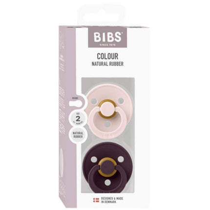 BIBS Colour Round Natural Rubber Petal/Plum - 2pcs