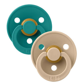 BIBS Pacifier Round Natual Rubber Size 1 Taupe/Scuba- 2pcs