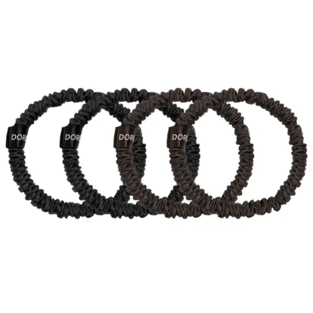 Dore & Rose Scrunchie Set Dark Brown - 4x1cm