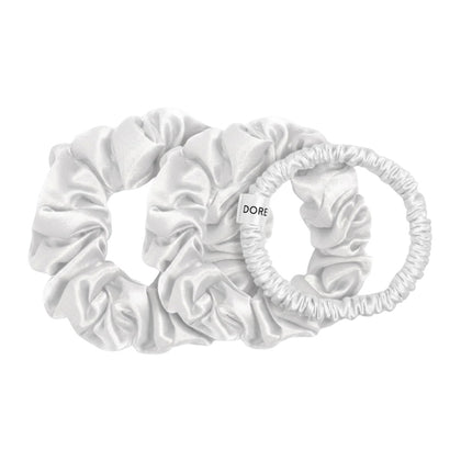 Dore & Rose Scrunchie Set White - 1/2/3cm