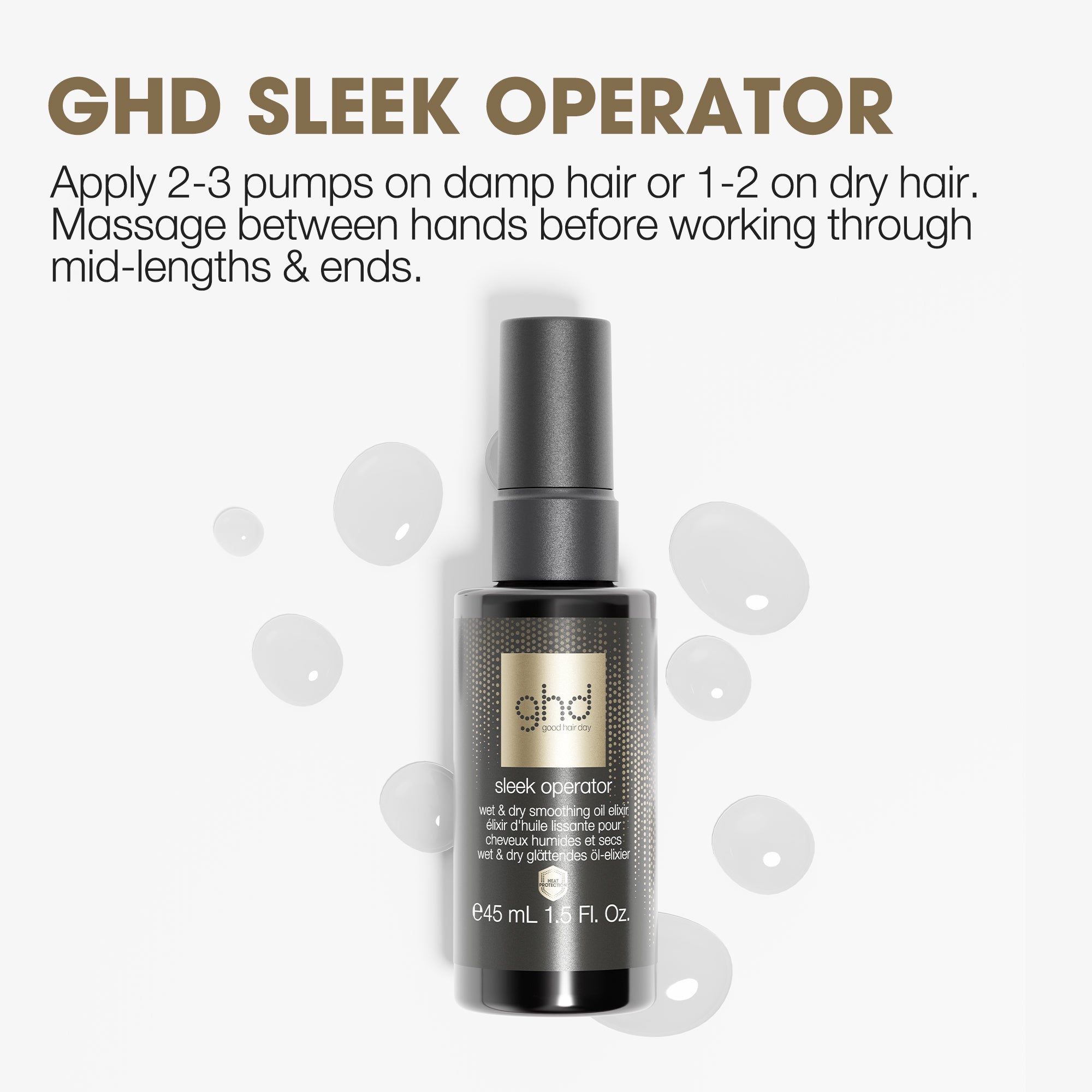 GHD Wet & Dry Smoothing Oil Elixir - Sleek Operator 45ml