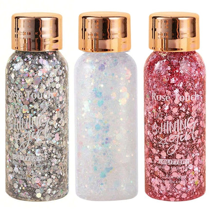 Haarspullen Holografische Chunky Glitter Gel - Wit