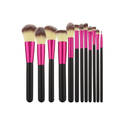 Haarspullen Make-Up Brush Black&Pink Set  - 12st.