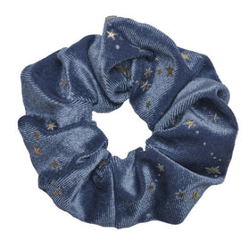 Haarspullen Scrunchie Velvet Donkerblauw met Sterren