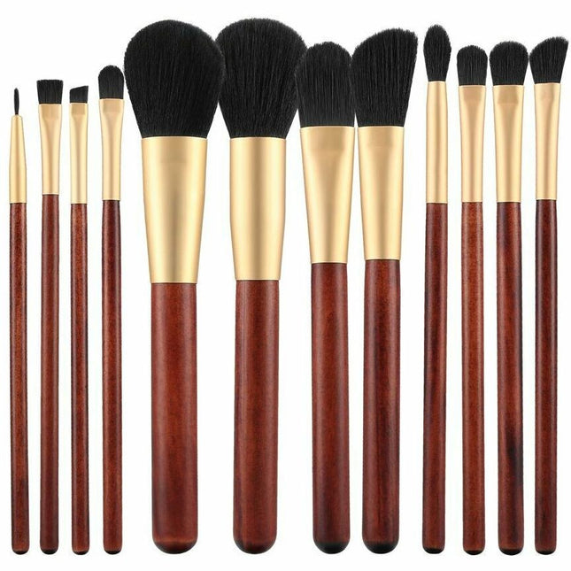 Haarspullen.nl Make-Up Brush Set Hout - 12st