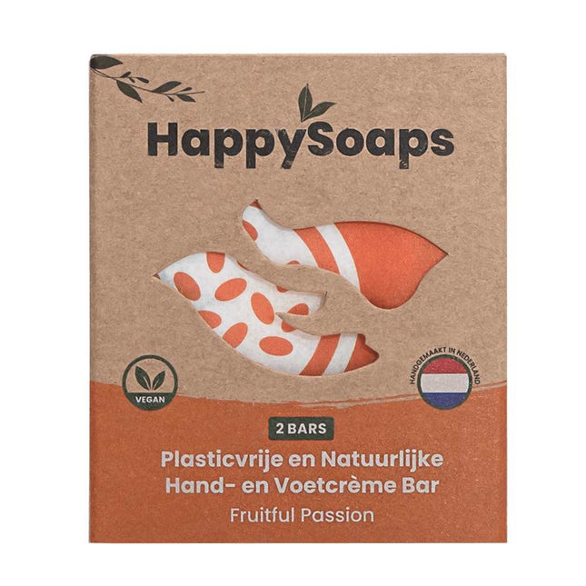HappySoaps Fruitful Passion Hand- en Voetcrème Bar - 40gr