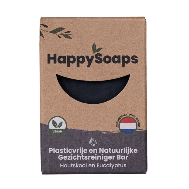 HappySoaps Gezichtsreiniger Bar Sandalwood & Houtskool  - 70g