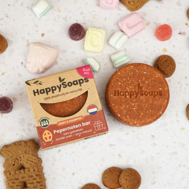 HappySoaps Shampoo & Body Wash Bar Pepernoten - 70gr