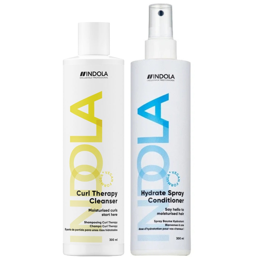 Indola Curl Cleanser + Hydrate Spray Conditioner Duo - 2x300ml