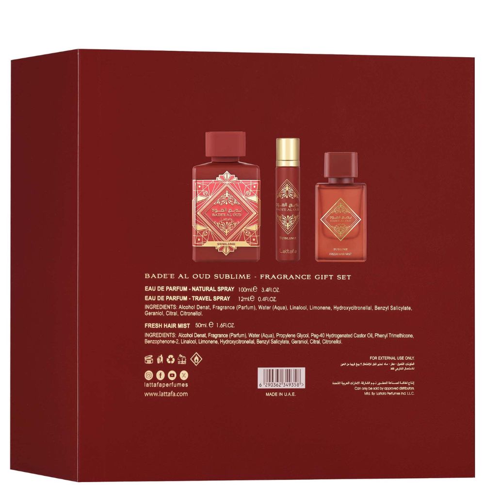 Lattafa Bade'e Al Oud Sublime giftset - 100ml+12ml+50ml