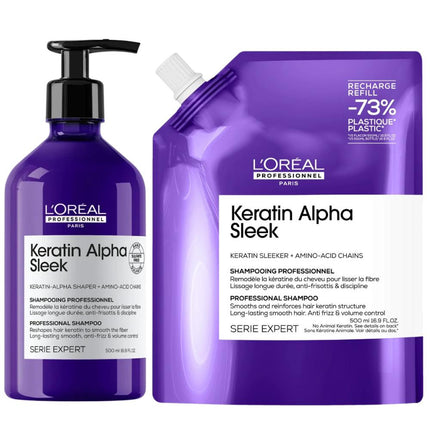 L'Oréal Professionnel Keratin Alpha Sleek Shampoo Refill Set - 2x500ml