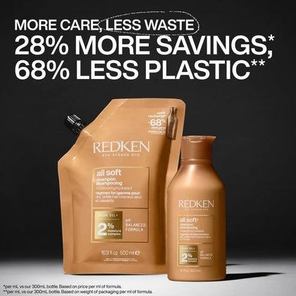 Redken All Soft Shampoo Refill Set - 300ml + 500ml