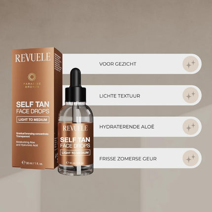Revuele Self Tan Face Drops Light To Medium - 30ml