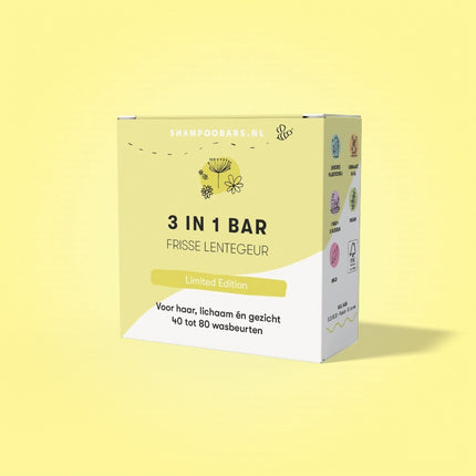 ShampooBars 3-in-1 Bar Frisse Lentegeur Haar, Lichaam en Gezicht - 60g