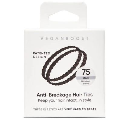 Veganboost Anti-Breakage Hair ties Black - 75pcs