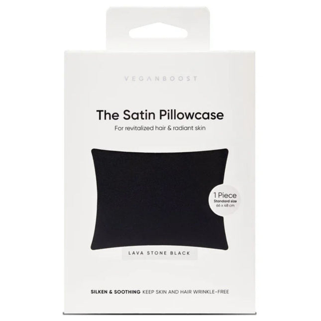 Veganboost The Satin Pillowcase Lava Stone Black
