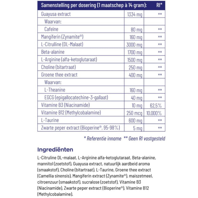 Vitakruid Elite Pre Workout Man 20 dagen - 420gr