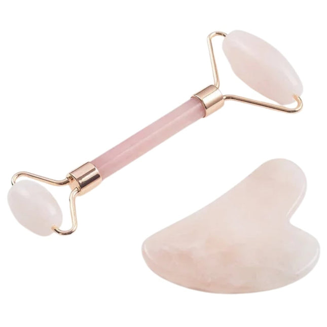 Zoe Ayla Gua Sha en Rose Kwarts Gezichtsroller Set
